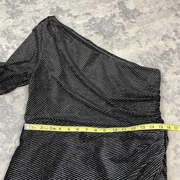 New All Saints Ezra Sparkle Dress One Shoulder Side Ruched Party Cocktail Sz 10 - Picture 11 of 17